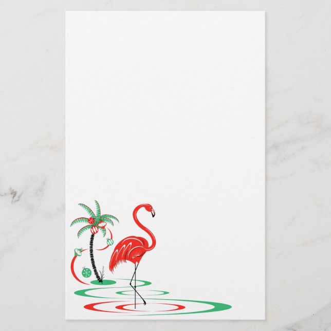 Papelaria Carta Flamingo de Natal Vermelho (Frente)