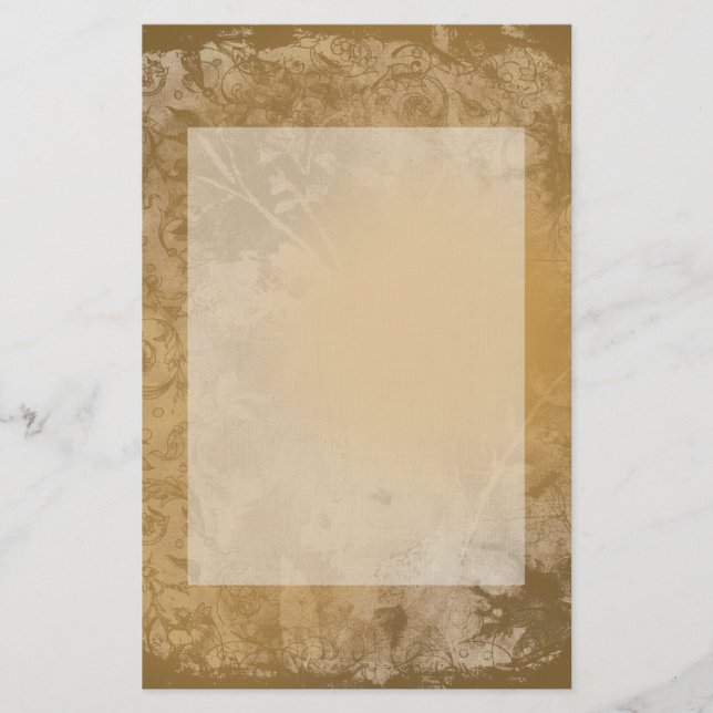 Papelaria Carta Floral Brown Grunge (Frente)