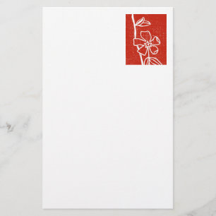 Papelaria Carta Floral "Red Vinca"