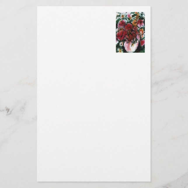 Papelaria Carta Floral "Vase Rosa" (Frente)
