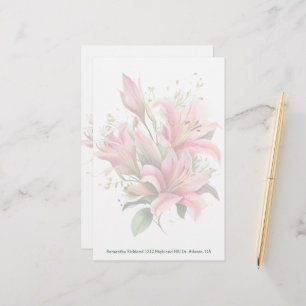 Papelaria Carta Personalizada de Lírios Rosa