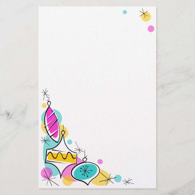 Papelaria Carta Retro Árvore Baubles (Frente)