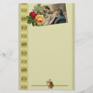 Papelaria Cartão-postal Vintage Romance e Rosas de Borda Do