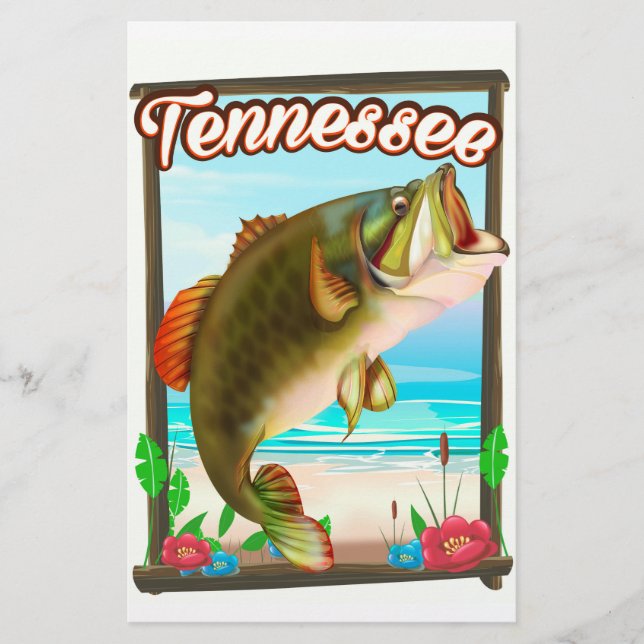 Papelaria Cartaz de pesca do Tennessee. (Frente)