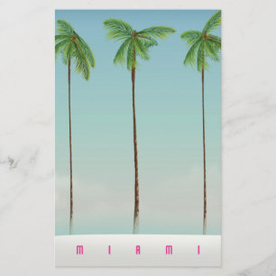 Papelaria Cartaz de viagem de palmeira de Miami, Flórida.