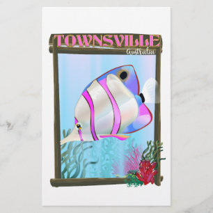 Papelaria Cartaz de viagem de peixes tropicais de Townsville