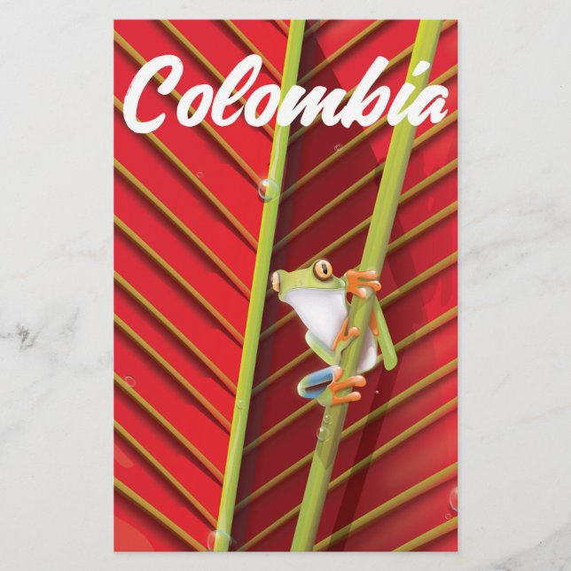 Papelaria cartaz de viagem do sapo-árvore da Colômbia (Frente)