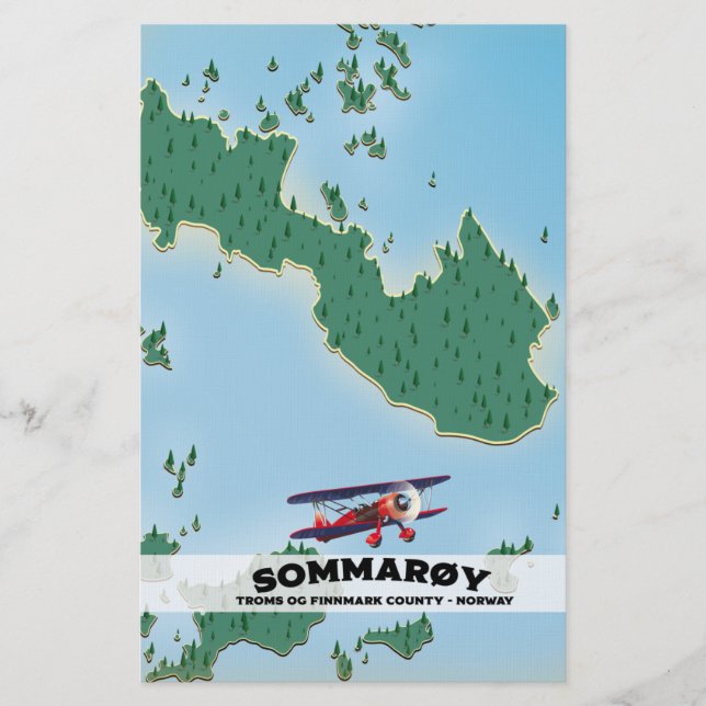 Papelaria cartaz de viagem mapa da Sommarøy Noruega (Frente)