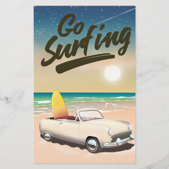 Papelaria Cartaz de viagem Vá Surfar! (Frente)