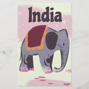 Papelaria Cartaz de viagem vintage de Elefante Indiano.