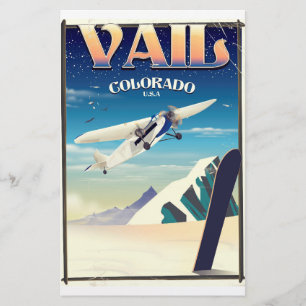 Papelaria Cartaz de viagem vintage Vail Colorado