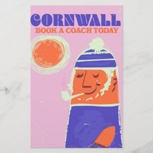 Papelaria cartaz vintage de pescador de Cornwall "pegue um ô