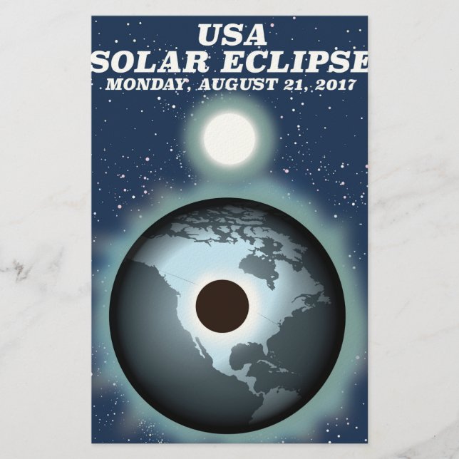 Papelaria Cartaz vintage do eclipse solar nos EUA 2017 (Frente)