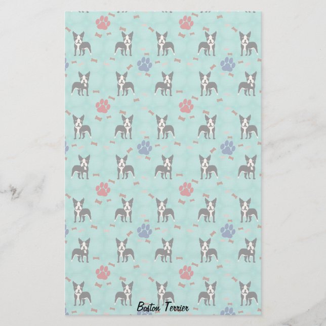 Papelaria Cartoon Boston Terrier (Frente)