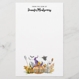 Papelaria Casa de Abóbora Assombrada com Fantasma e Morcegos