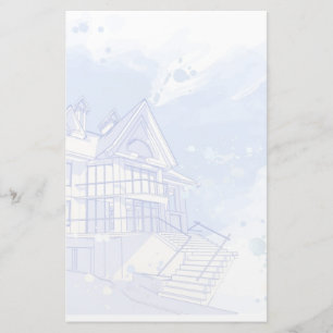 Papelaria casa: desenhar da aguarela