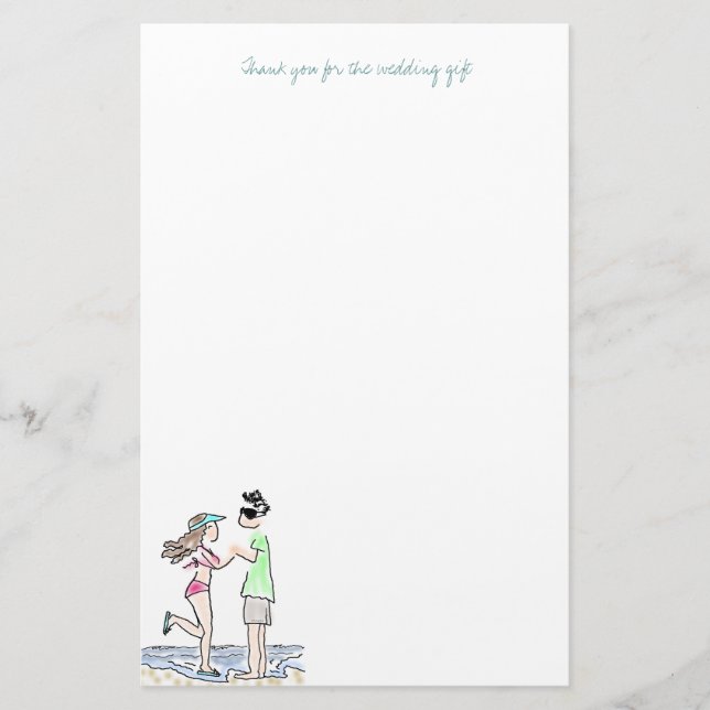 Papelaria Casal Praia Obrigado Nota (Frente)