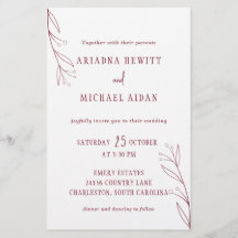 Casamento Burgundy Botânico Minimalista Elegante