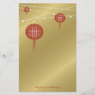 Papelaria Casamento Chinês Chic com Lanternas Vermelhos de D