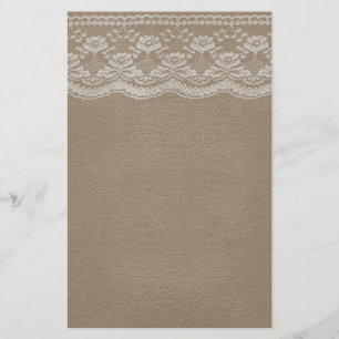 Papelaria Casamento de couro e rendas