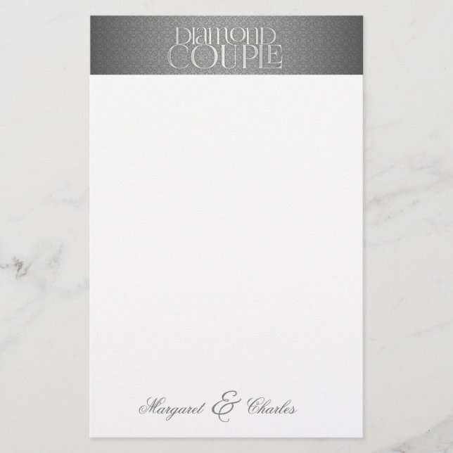 Papelaria Casamento de Diamante 60º aniversário com Nomes (Frente)