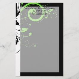 Papelaria Casamento de espiral preto/branco/Verde limão