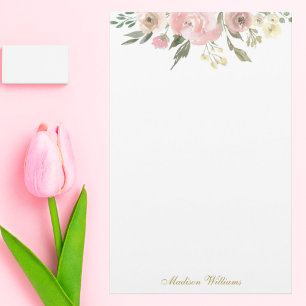 Papelaria Casamento de Monograma de Peônias Florais Elegant