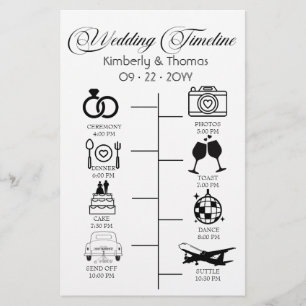Papelaria Casamento de Script Chic Icon Itinerário de Casame