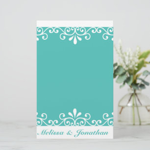 Papelaria Casamento Elegante De Teal De Noite Branca