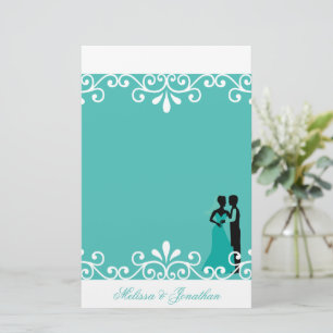 Papelaria Casamento Elegante De Teal De Noite Branca