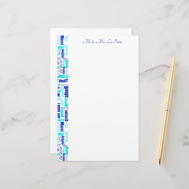 Papelaria Casamento Multilíngue Obrigado Tipografia Fronteir (Frente/Verso In Situ)