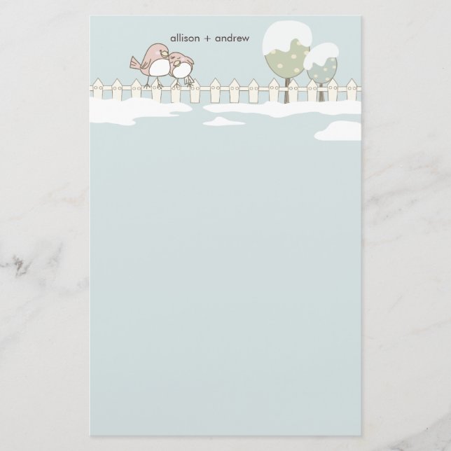 Papelaria Casamento no inverno Whimsso Obrigado Letterhead (Frente)