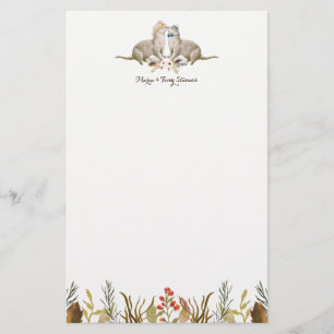 Papelaria Casamento Rustic Boho Woodland Otter Watercolor