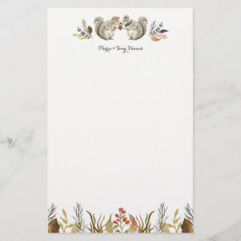 Papelaria Casamento Rustic Boho Woodland Squirrels Watercolo