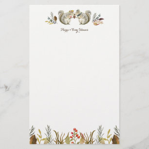 Papelaria Casamento Rustic Boho Woodland Squirrels Watercolo