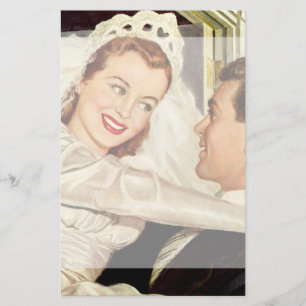 Papelaria Casamento vintage recém-casados, noiva feliz e noi