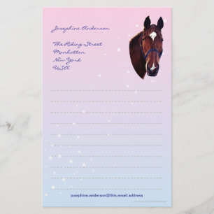 Papelaria Cavalo da castanha com papel de carta branco da