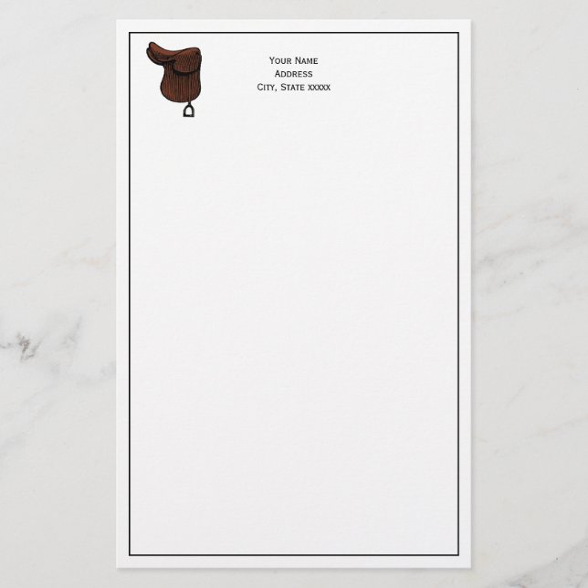 Papelaria Cavalos - Cor da sela do taco equestre pré-desidra (Frente)