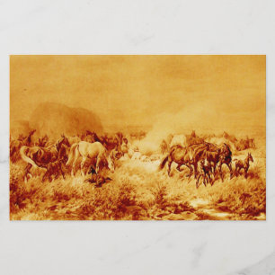 Papelaria CAVALOS GRAVADOS Ângulo Amarelo-alaranjado antigo