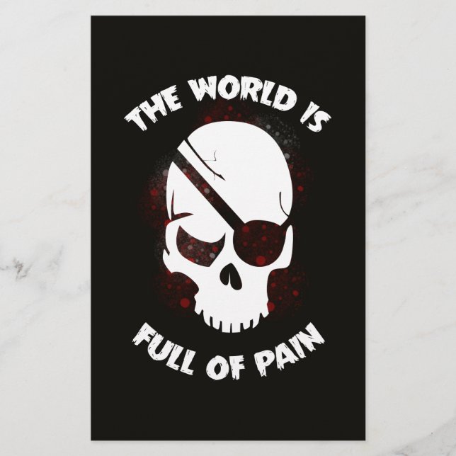 Papelaria Caveira do Halloween Preto Escuro (Frente)