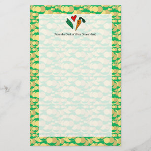 Papelaria Cenouras do amor das ervilhas, design verde e