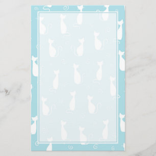Papelaria Cerceta e teste padrão branco dos gatos