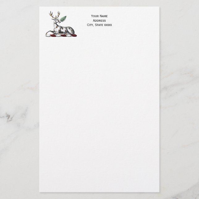 Papelaria Cervo com Emblema de Crista Heráldica de Samambaia (Frente)