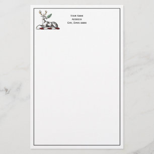 Papelaria Cervo com Emblema de Crista Heráldica de Samambaia
