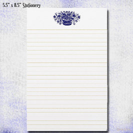 Papelaria Cesta de Flores Vintage Azul Cinza Forrada 14 cm x