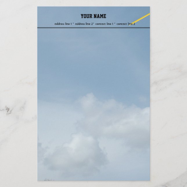 Papelaria Céu azul e nuvens brancas. (Frente)