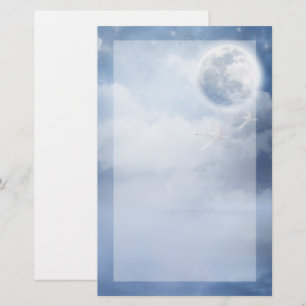 Papelaria Céu Azul Mágico com Cisnes Voadoras