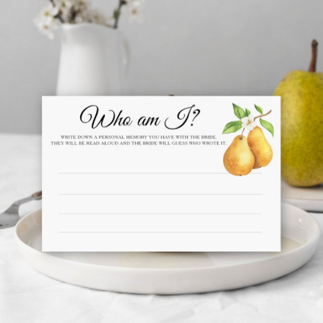 Papelaria Chá de noiva de Pears Jogo Quem sou eu (Criador carregado)