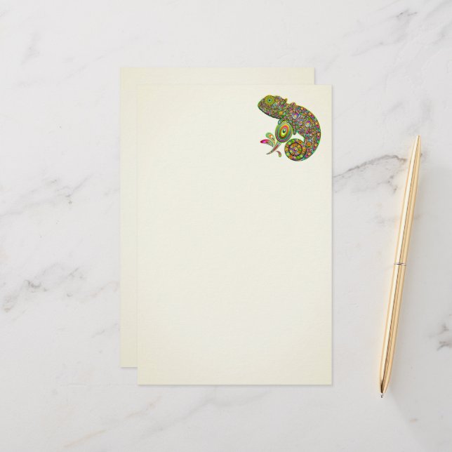 Papelaria Chameleon Psychedelic Fantasy (Frente/Verso In Situ)