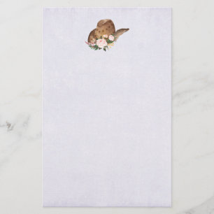 Papelaria Chapéu de Cowgirl Brown com Flores Rosa